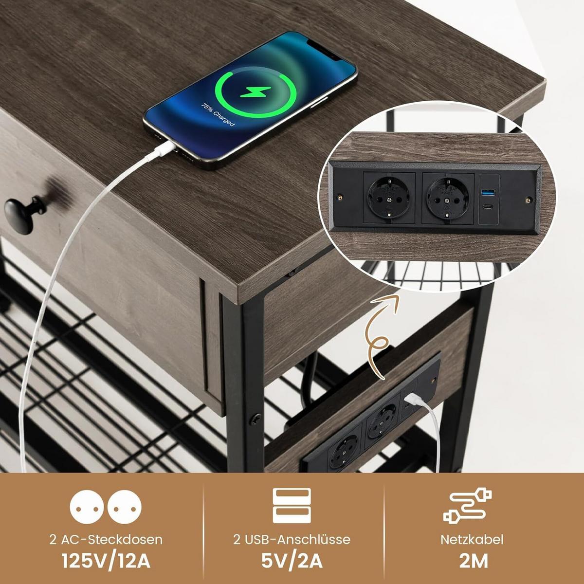KONSOLENTISCH 81cm Grau - Grau, Holz (30/81/81cm) - COSTWAY