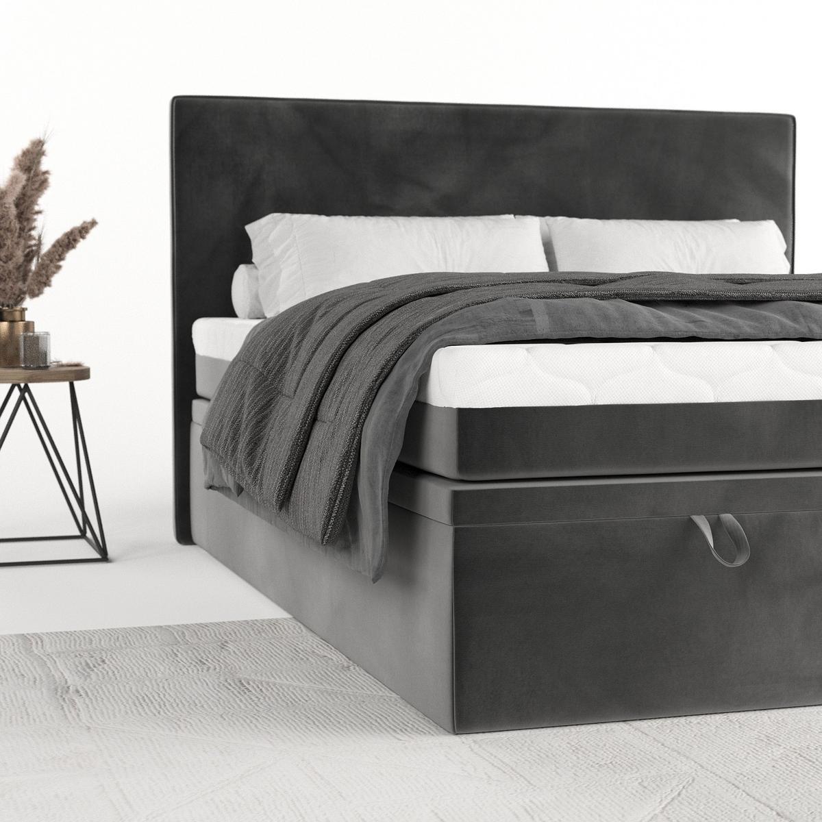 BOXBETT Zalla 160/200 cm Grau im Kronos Stoff - Schwarz/Grau, Holz/Holzwerkstoff (160/200cm) - AltaBeds