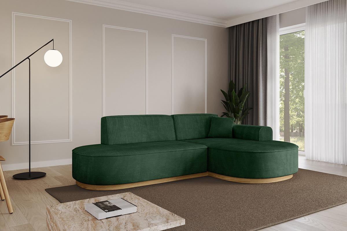 ECKSOFA Ottomane Rechts MARI-L1-v2 - 243x171x83 cm Grün Cord - Grün, Holzwerkstoff/Textil (171/243cm) - ALTDECOR