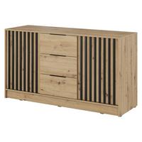 SIDEBOARD NELIANA 155/86/45 cm mit 3 Schubladen 2 Türen Eiche Artisan - Eiche Artisan, Holzwerkstoff (155/86/45cm) - MASSENO