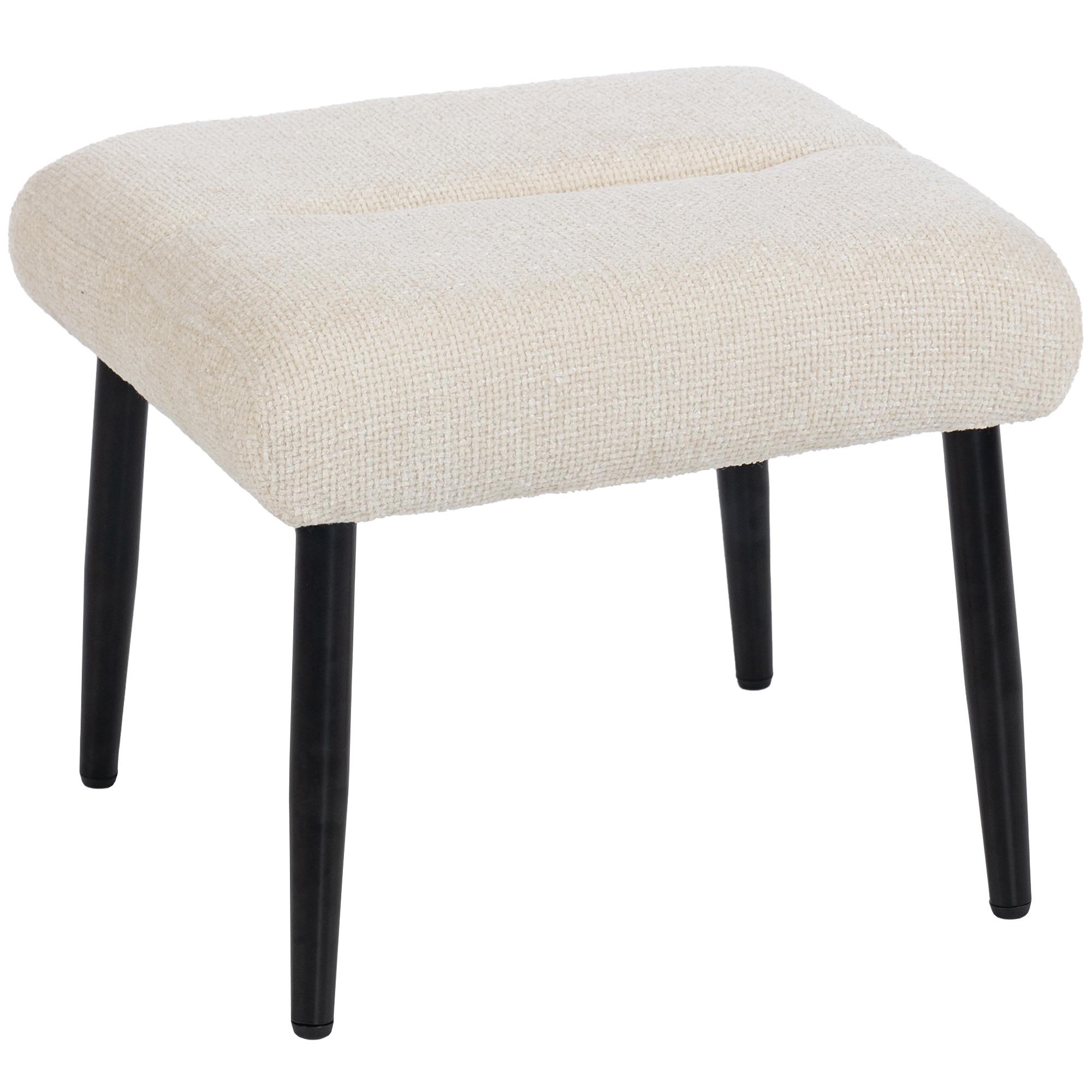 SITZHOCKER mit Stahlbeinen Fußhocker Chenille-Stoff - Creme/Schwarz, Textil/Metall (41/38/45cm) - HOMCOM