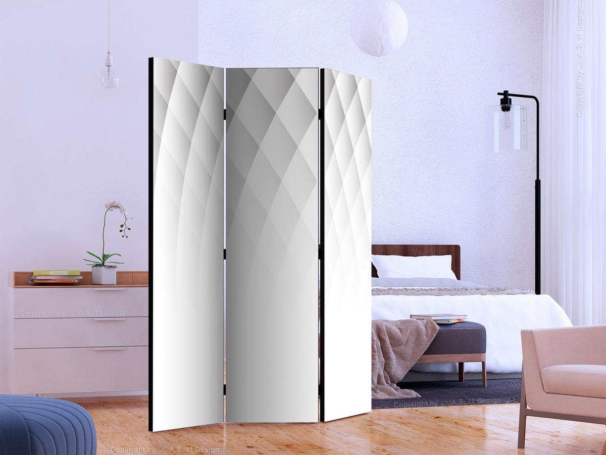PARAVENT Einseitig Bedruckter 3-tlg 135x172 cm Lichtstruktur Abstraktion - Weiß, Holz/Textil (135/172/3cm) - Muralo