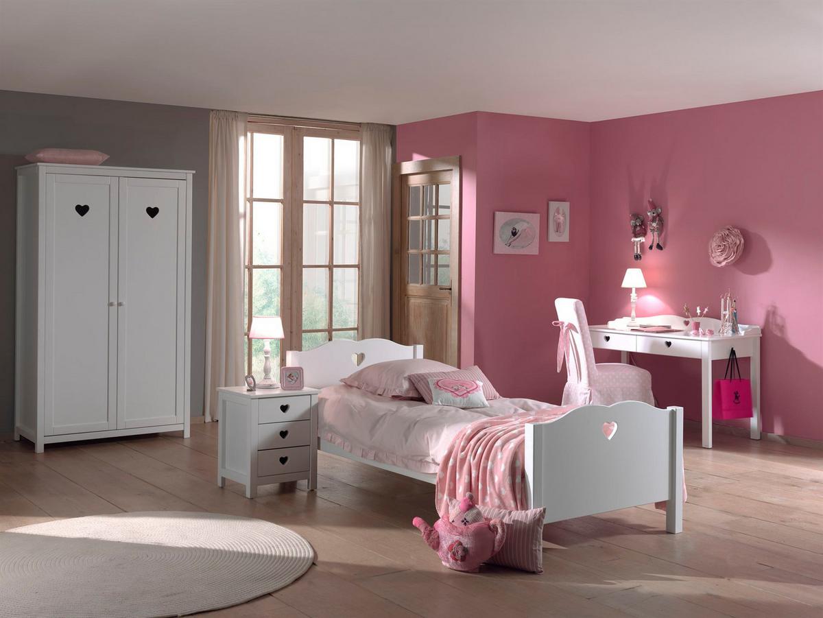 KINDERZIMMER Kamila 5 weiß aus MDF mit Bett, Schrank und Nachtkonsole - Weiß, Holzwerkstoff (340/1/140cm) - 58aufmkessel