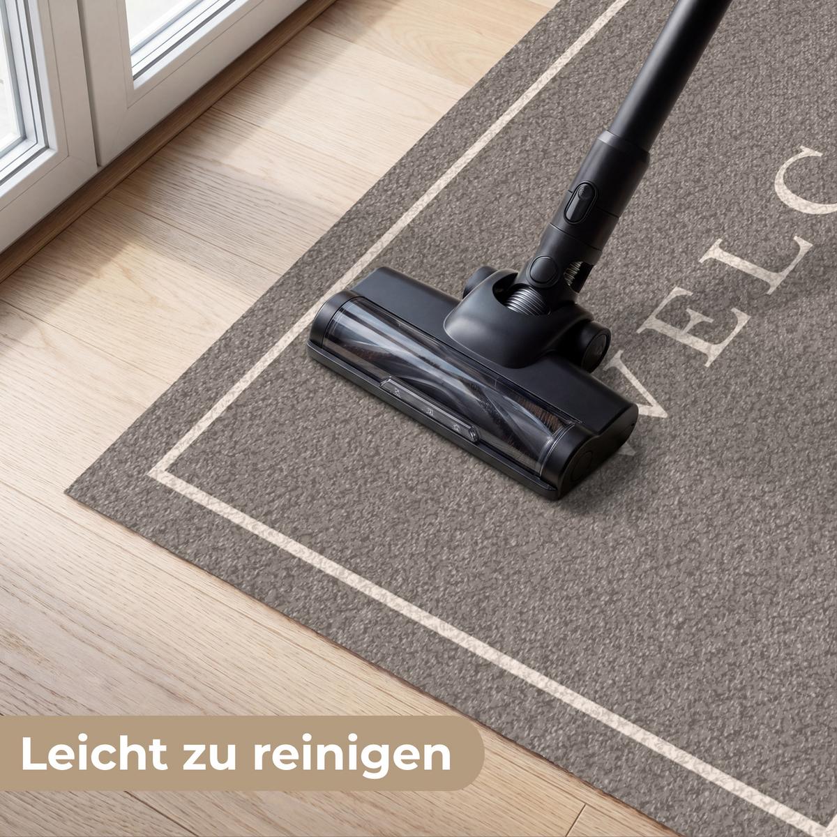 FUSSMATTE Willkommen - Braun Schmutzfänger 120x80 cm - Taupe, Kunststoff (120/0.4cm) - MuchoWow