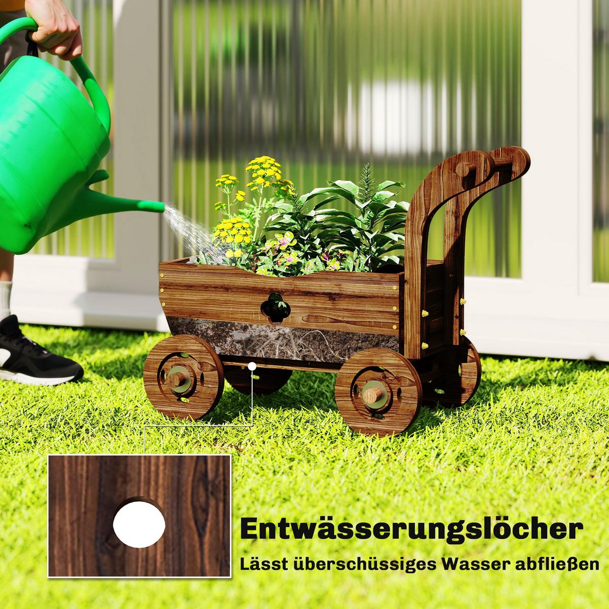 HOCHBEET Tannenholz Verkohlt - Braun, Holz (38/52/68cm) - Outsunny