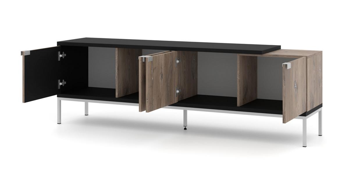 TV LOWBOARD Flagstaff Eiche, Schwarz 190/62/42 - Schwarz, Holzwerkstoff (190/62/42cm) - RAUMHIRSCH FURNITURE