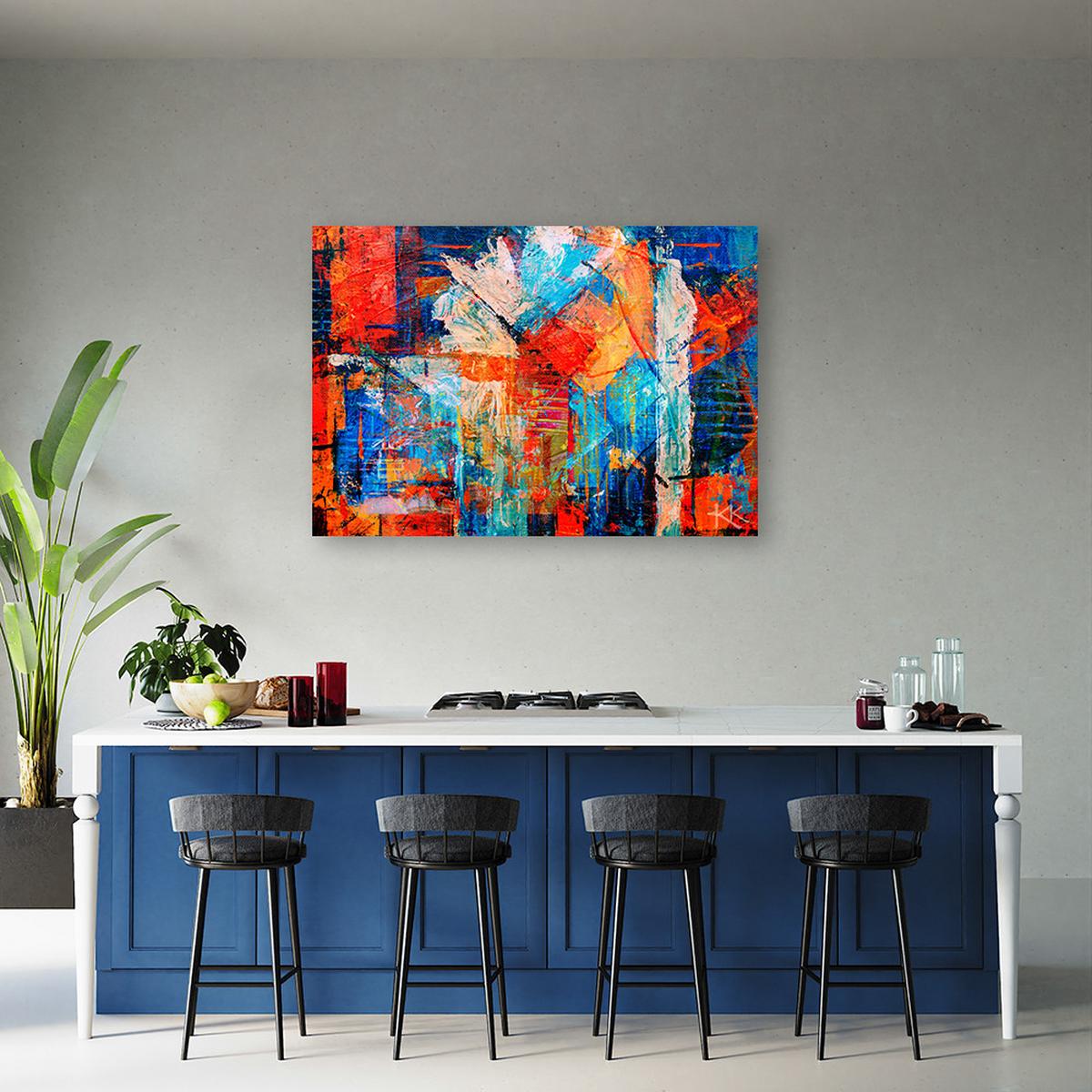 BILD Bunte Handgemalt Abstrakt 3D 100x70cm - Multicolor, Textil (100/70cm) - Feeby