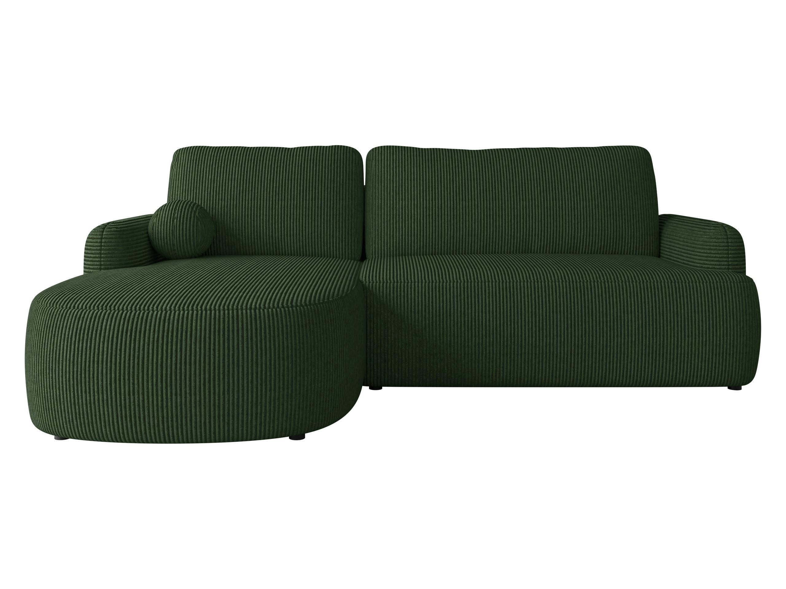 ECKSOFA Loridu Cord, Seite: Links - Dunkelgrün/Schwarz, Holz/Kunststoff (250/174cm) - MIRJAN24