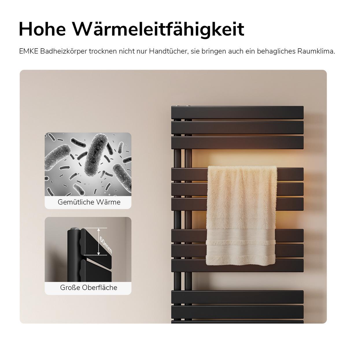 HEIZKÖRPER wasserführend Schwarz 132/60/5,9 cm - Schwarz, Metall (60/132/5.9cm) - EMKE