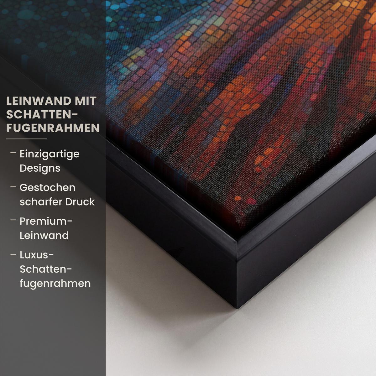 LEINWAND Bilder mit Rahmen - Mosaik - Bunt - Baum - Äste - 50x50 - Multicolor, Textil (50/50cm) - MuchoWow