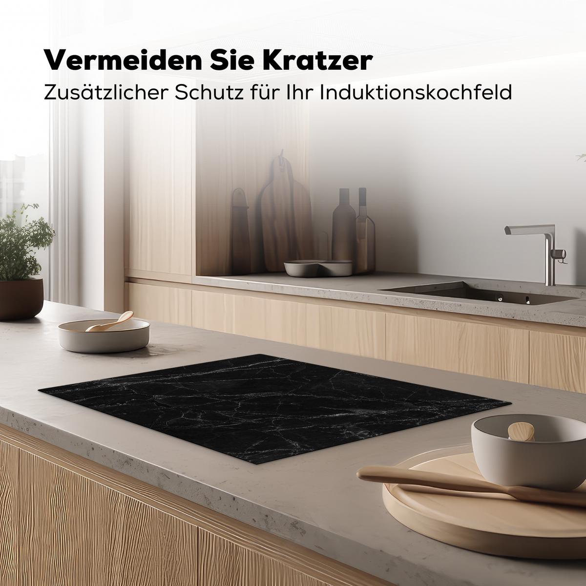 HERDABDECKPLATTE Schwarz - Marmor Induktionsmatte 71x52 cm - Schwarz, Kunststoff (71/52/0.2cm) - MuchoWow