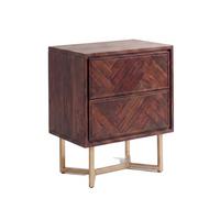 NACHTKONSOLE ORBIGO, Akazie Massivholz, Dunkelbraun, 45 x 40 x 57 cm - Goldfarben/Braun, Holz/Metall (45/57/40cm) - KADIMA DESIGN
