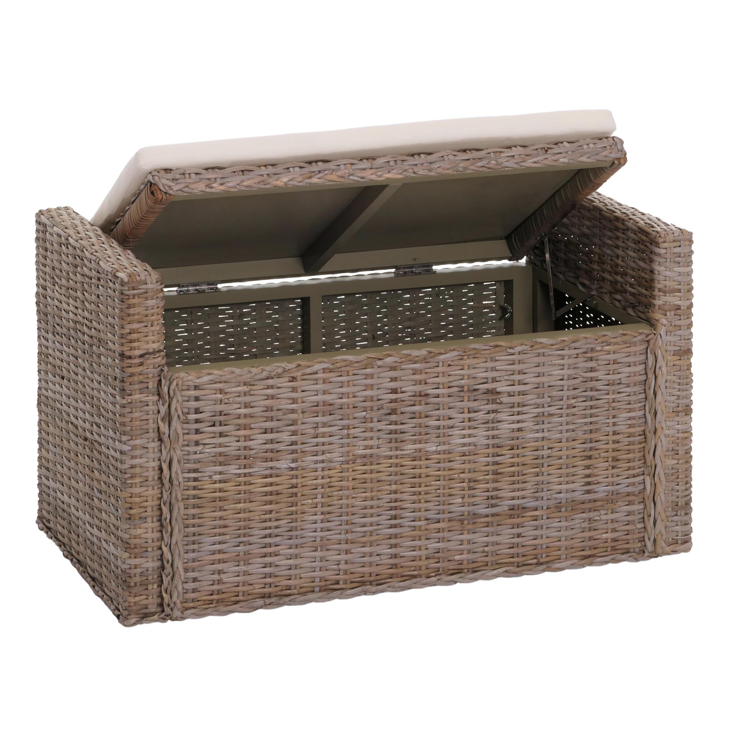 SITZBANK STAUFACH Grau, Braun - Creme/Braun, Holz (88/51/44cm) - MCW