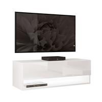 HÄNGESCHRANK TV-Möbel CALANTE 90 cm mit LED-Beleuchtung - Weiß Hochglanz, Holzwerkstoff (90/30/35cm) - Lookway