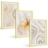 BILDER SET 3er Set - 40x60 cm Goldrahmen - Abstrakte warme Muster - Goldfarben, Kunststoff (40/60cm) - TULUP