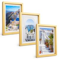 BILDER SET 3er Set - 20x30 cm Goldrahmen - Santorini-Architektur Oia - Goldfarben, Kunststoff (20/30cm) - TULUP
