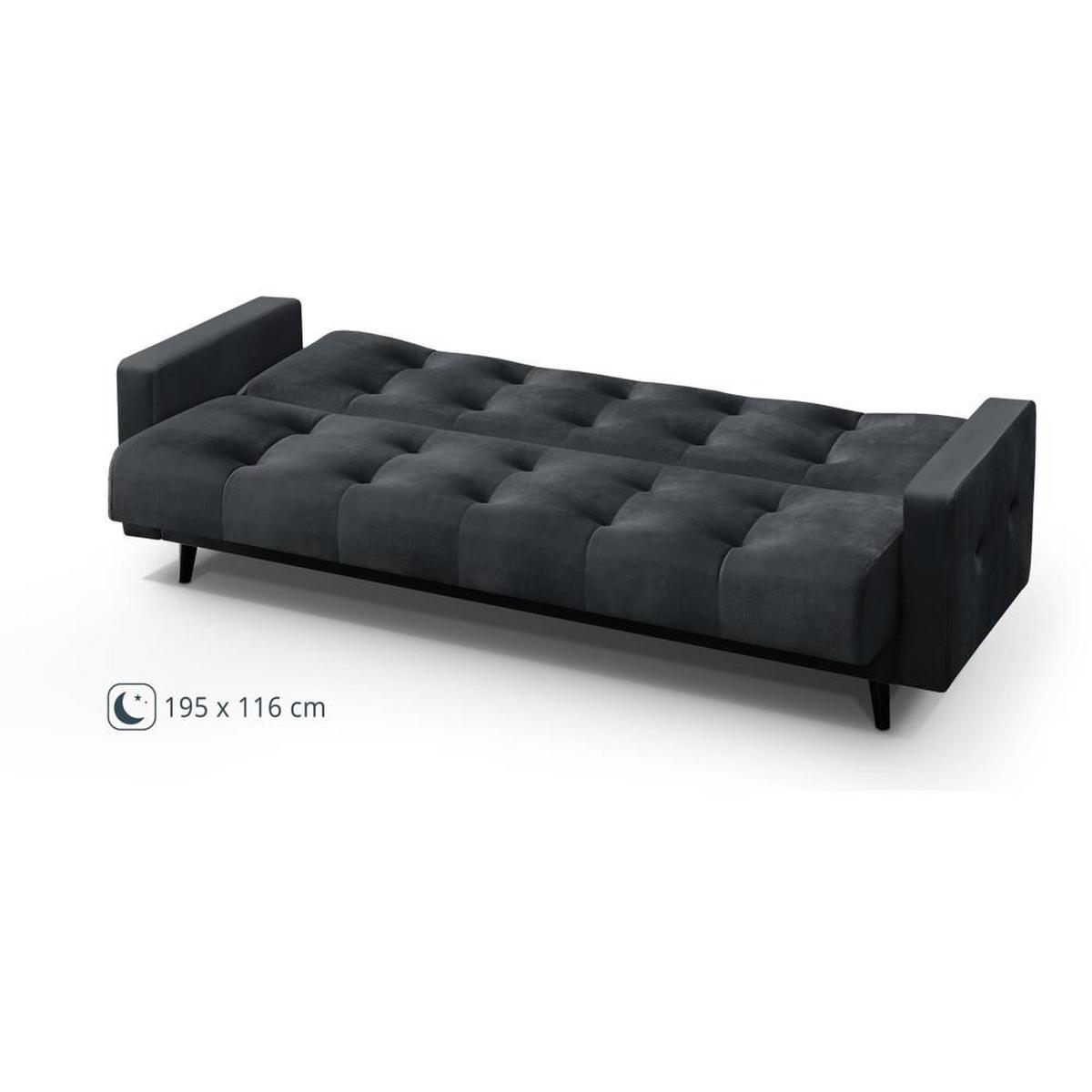 3-SITZER Schlafsofa Nancy Bis dunkelgrau - Dunkelgrau, Holz/Textil (220/89/93cm) - Beautysofa