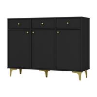 KOMMODE TORINO 125/94/41 cm mit 3 Schubladen 3 Türen Graphitfarben - Graphitfarben, Holzwerkstoff (125/94/41cm) - MASSENO