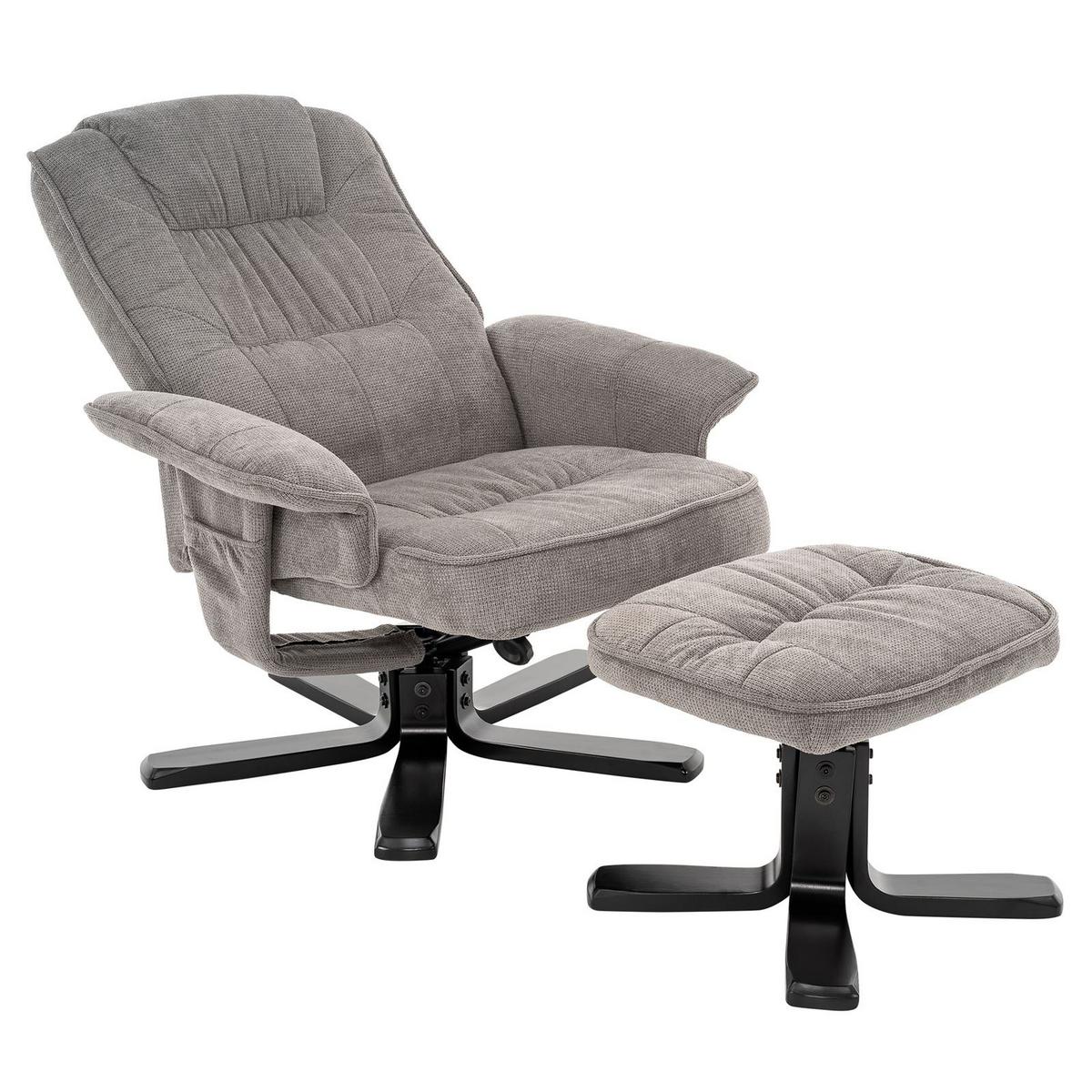 RELAXSESSEL CHARLY grau/schwarz - Schwarz/Grau, Textil (76/87/61cm) - IDIMEX