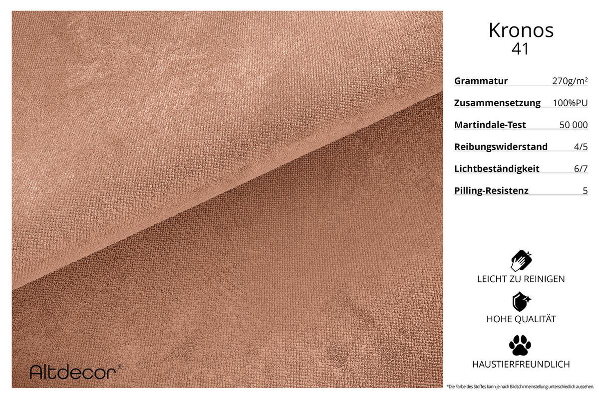 ECKSOFA Ottomane Links SERRA-L - 266x169x80 cm Koralle Velours - Koralle/Schwarz, Holzwerkstoff/Kunststoff (165/266cm) - ALTDECOR