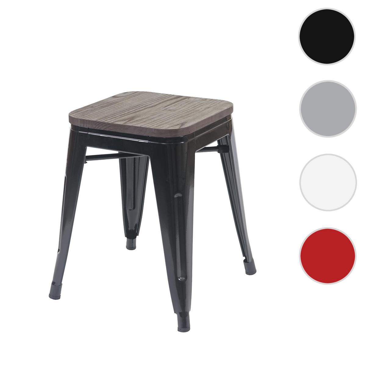 HOCKER INKL. HOLZ-SITZFLÄCHE Schwarz - Schwarz, Holz (39/45/39cm) - MCW