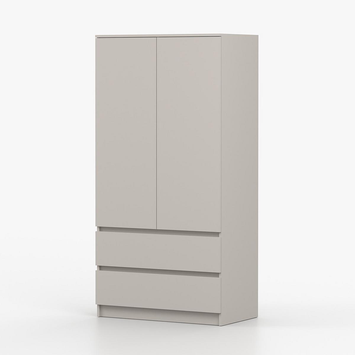 DREHTÜRENSCHRANK SOLO 2D2S II 90 cm Kaschmir/Kaschmir, 2-türig, zwei Schubladen, grifflos - Kaschmir, Holzwerkstoff (90/180/50cm) - imoebel24