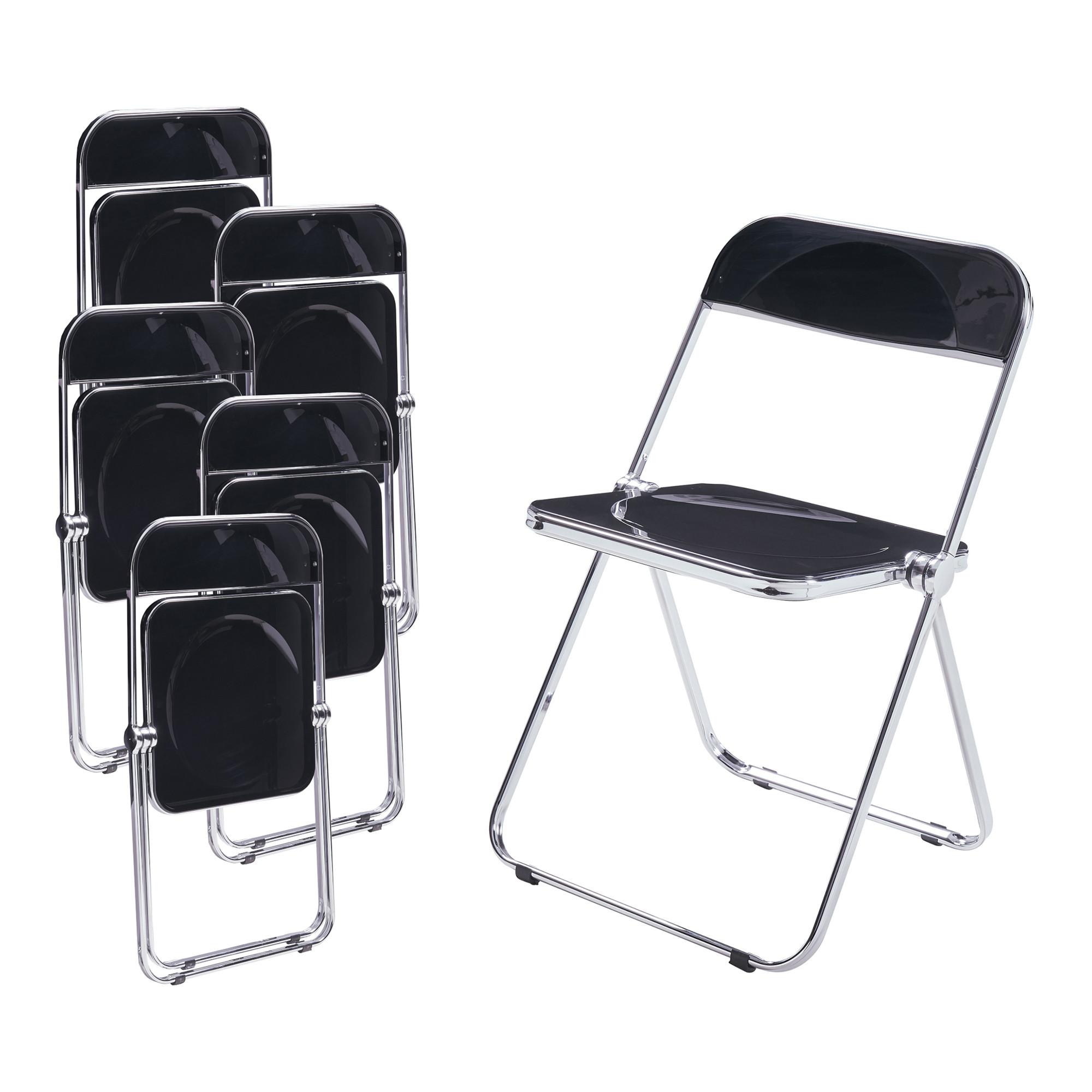 KLAPPSTUHL-SET Pornainen 6 TLG. - Schwarz, Kunststoff/Metall (46/74/47cm) - [en.casa]