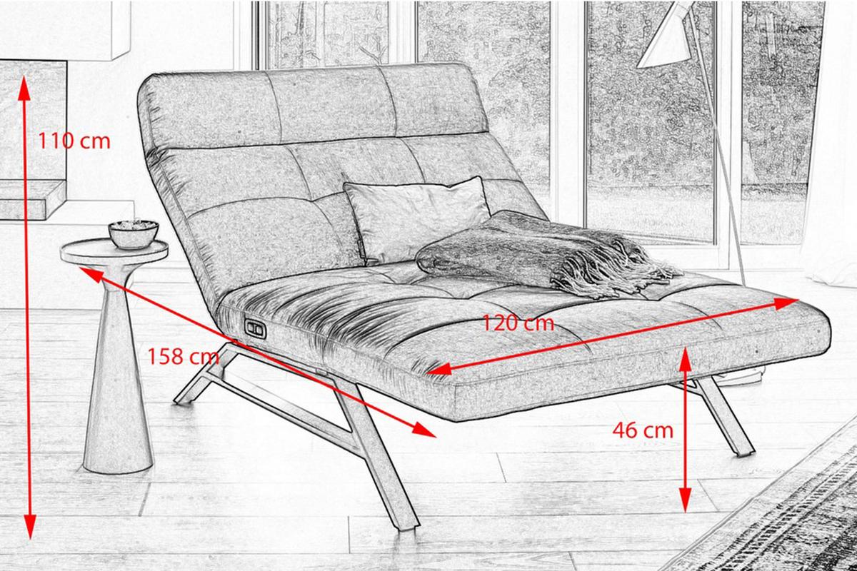 LIEGE MIT MOTORISCHER RELAXFUNKTION AMERIVA Grau Velvet Relaxfunktion - Schwarz/Grau, Textil (120/110/158cm) - KAWOLA