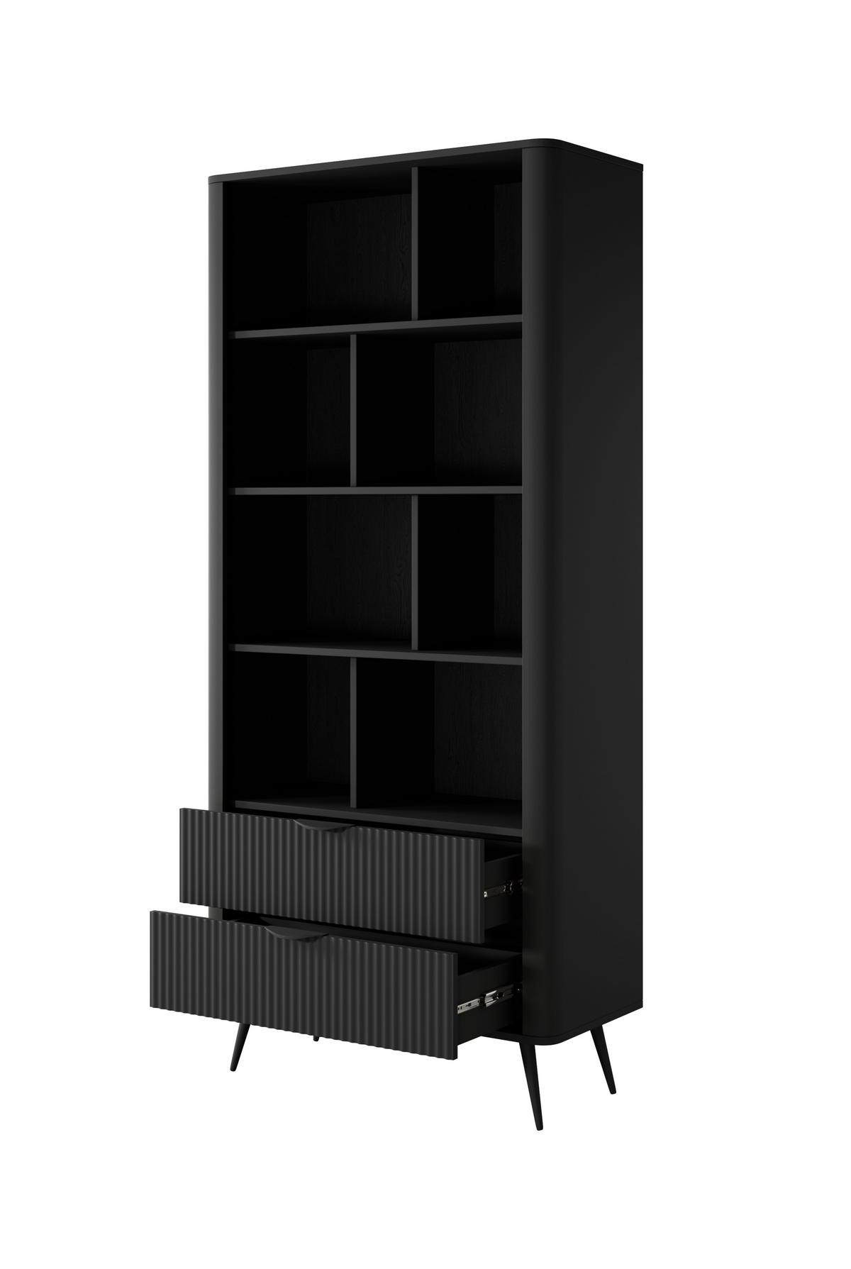 BÜCHERREGAL LANTANA 88,2x38x193,8 cm, Regal Schwarz - Schwarz, Holzwerkstoff (88.2/193.8/38cm) - MASSENO