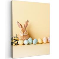 LEINWANDBILD Eier - Kaninchen - Pastellfarbtöne Room Decor 30x40 cm - Hellgelb, Textil (30/40cm) - MuchoWow