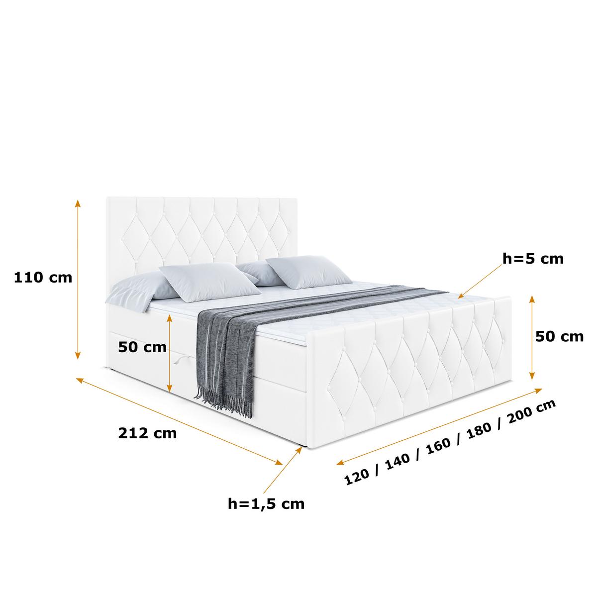 BOXBETT VELANTO-Z - 140 x 200 - H4 - Weiß Hochglanz - Weiß, Holzwerkstoff (140/200cm) - ALTDECOR