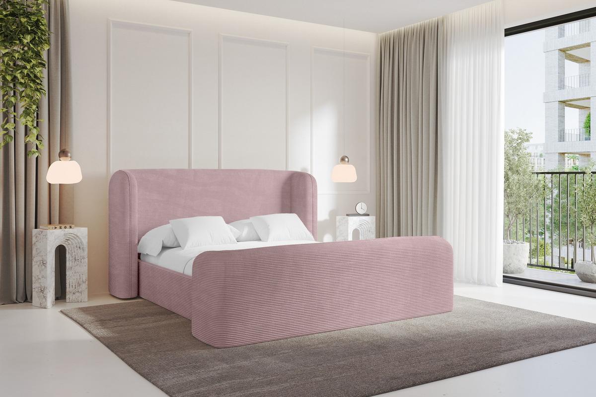 POLSTERBETT mit Bettkasten, Fußteil und Lattenrost, Bett mit Matratze H3/H4 - ESTI-Z 140x200 Rosa - Rosa, Holzwerkstoff/Textil (140/200cm) - ALTDECOR