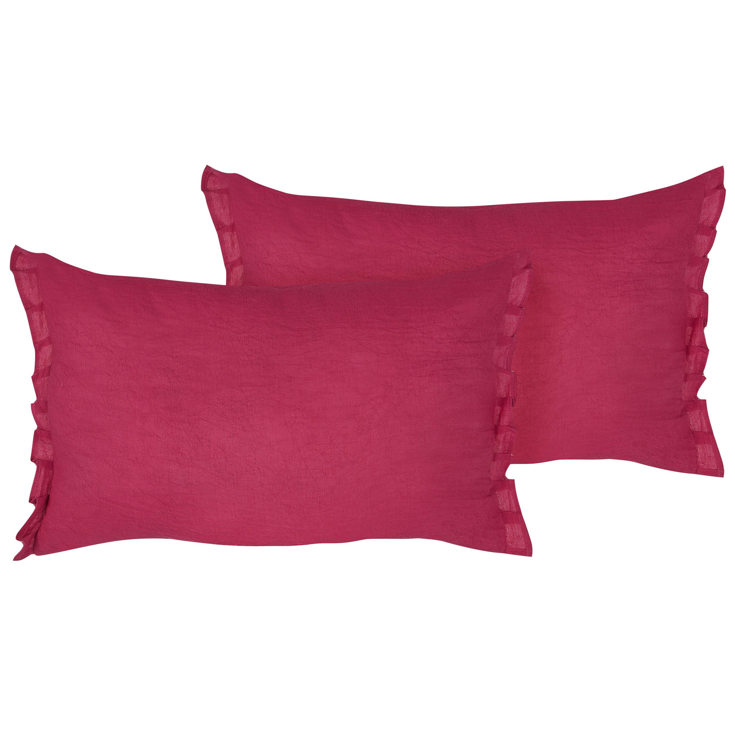 DEKOKISSEN 2er-Set Burgunderrot 45/30 cm Sassafras - Rot, Textil (45/30cm) - Beliani
