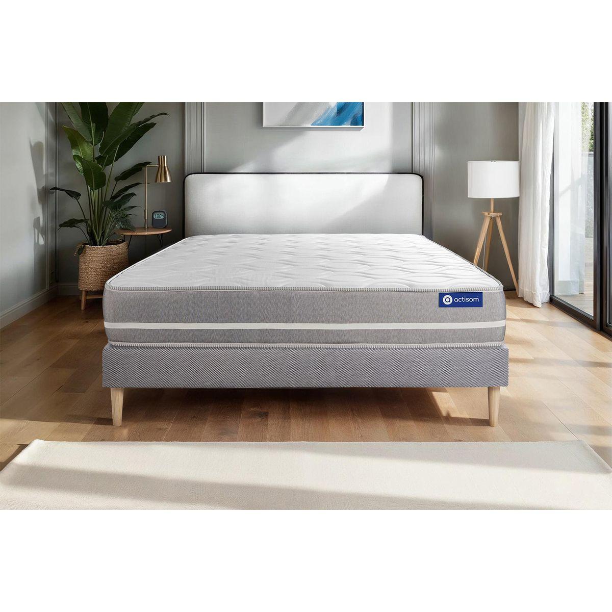 BETT Actilatex touch Latex und Memory-Schaum 80 x 200 cm h1 - Kit Bettgestell Grau - Beige/Grau, Karton/Holz (80/200cm) - ACTISOM