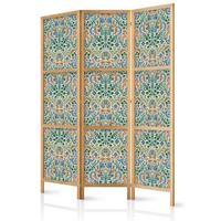 PARAVENT Japanischer 3-tlg 135x172 cm Natur Blumen - Multicolor, Holz/Textil (135/172/3cm) - Muralo