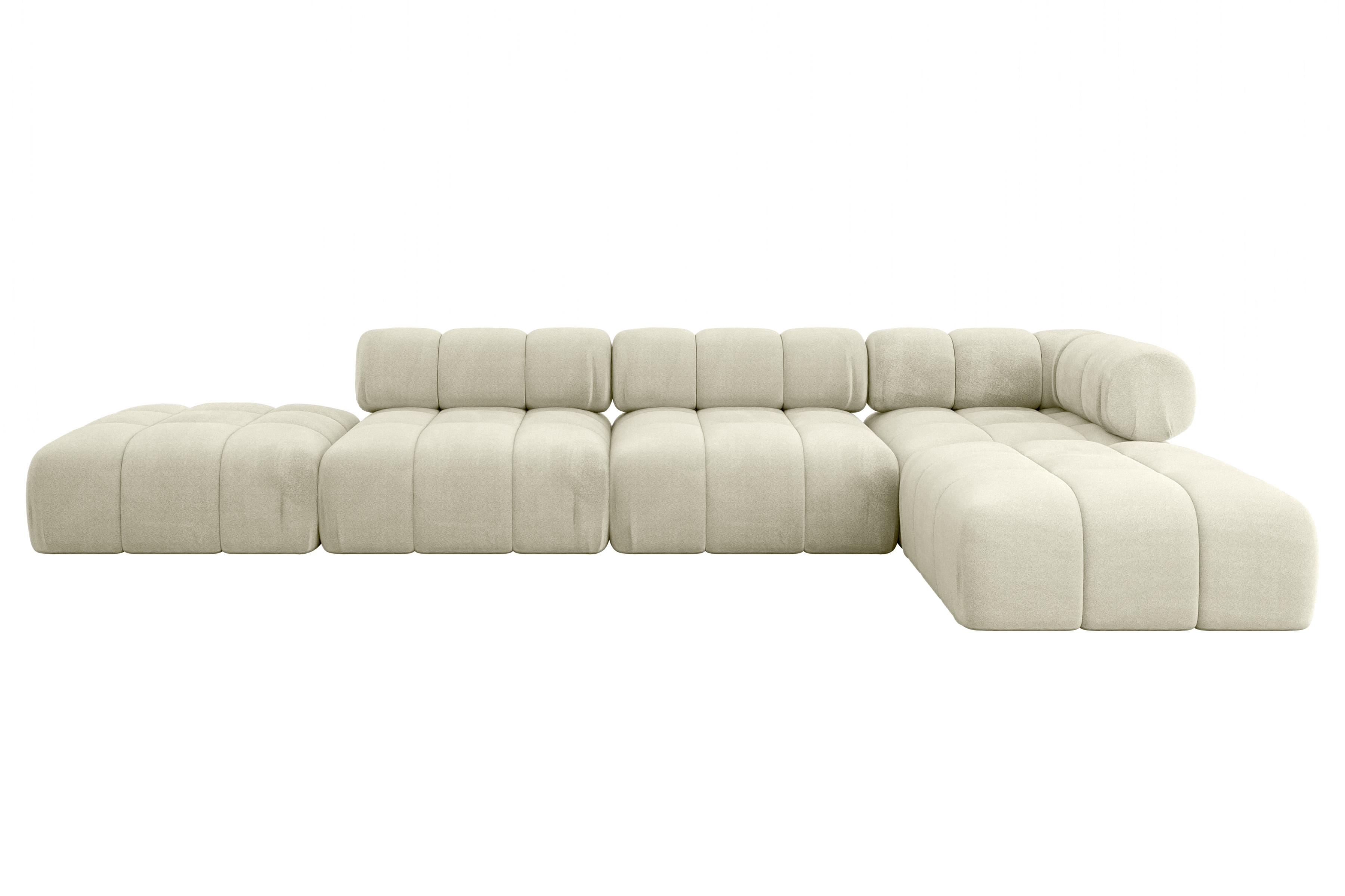 ECKSOFA modulares Sofa Kerru-L2 - 380x190x70 cm Beige Velours - Beige, Holzwerkstoff/Textil (380/190cm) - ALTDECOR