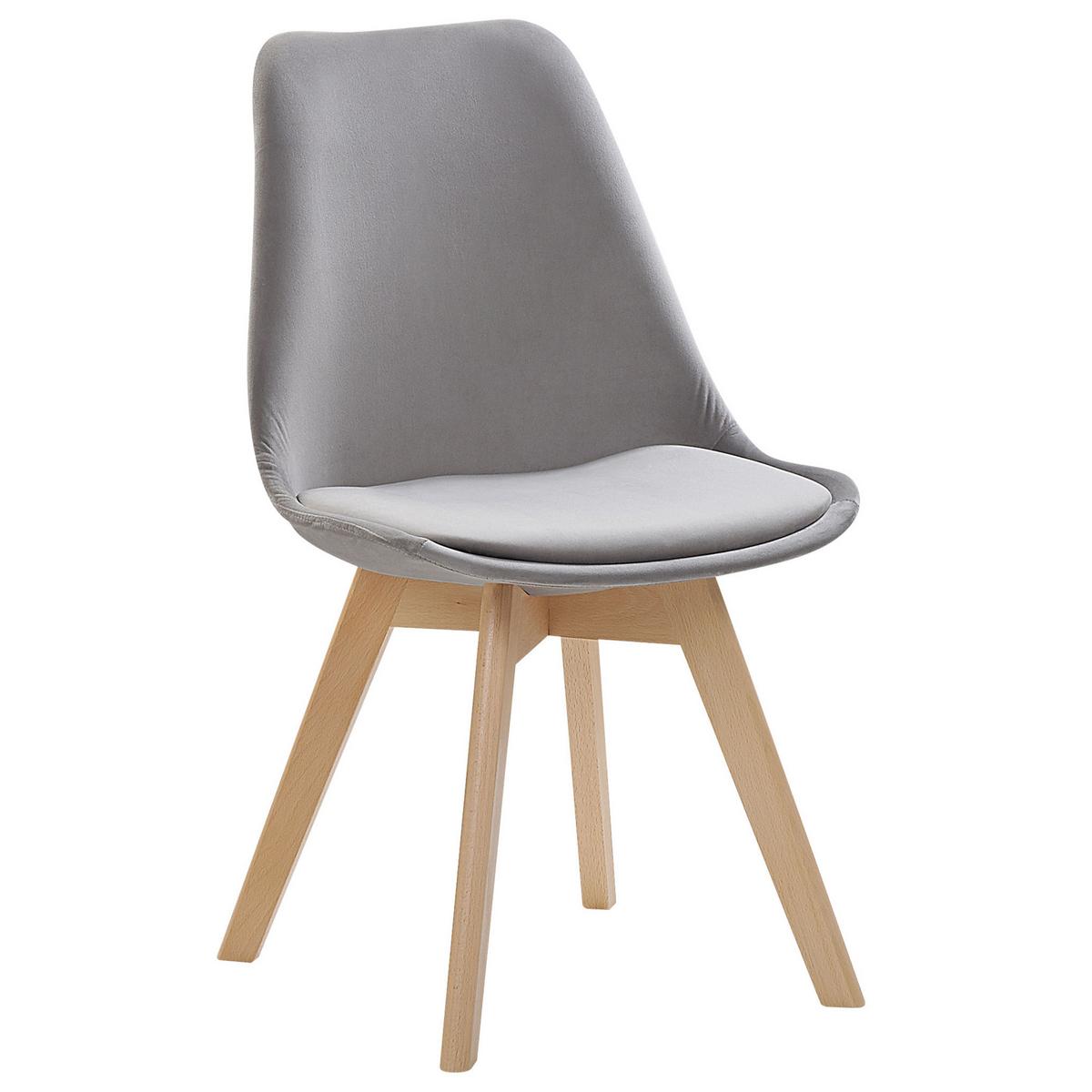 ESSZIMMERSTUHL 2er-Set Samtstoff Grau Dakota - Grau, Holz/Textil (47/82/57cm) - Beliani