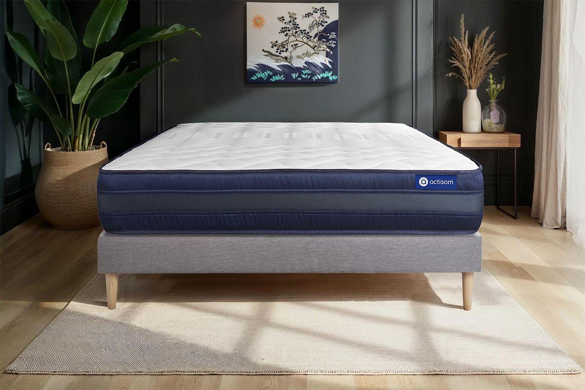 BETT Actilatex tech Latex und Memory-Schaum 80 x 200 cm h4 - Kit Bettgestell Grau - Beige/Grau, Karton/Holz (80/200cm) - ACTISOM