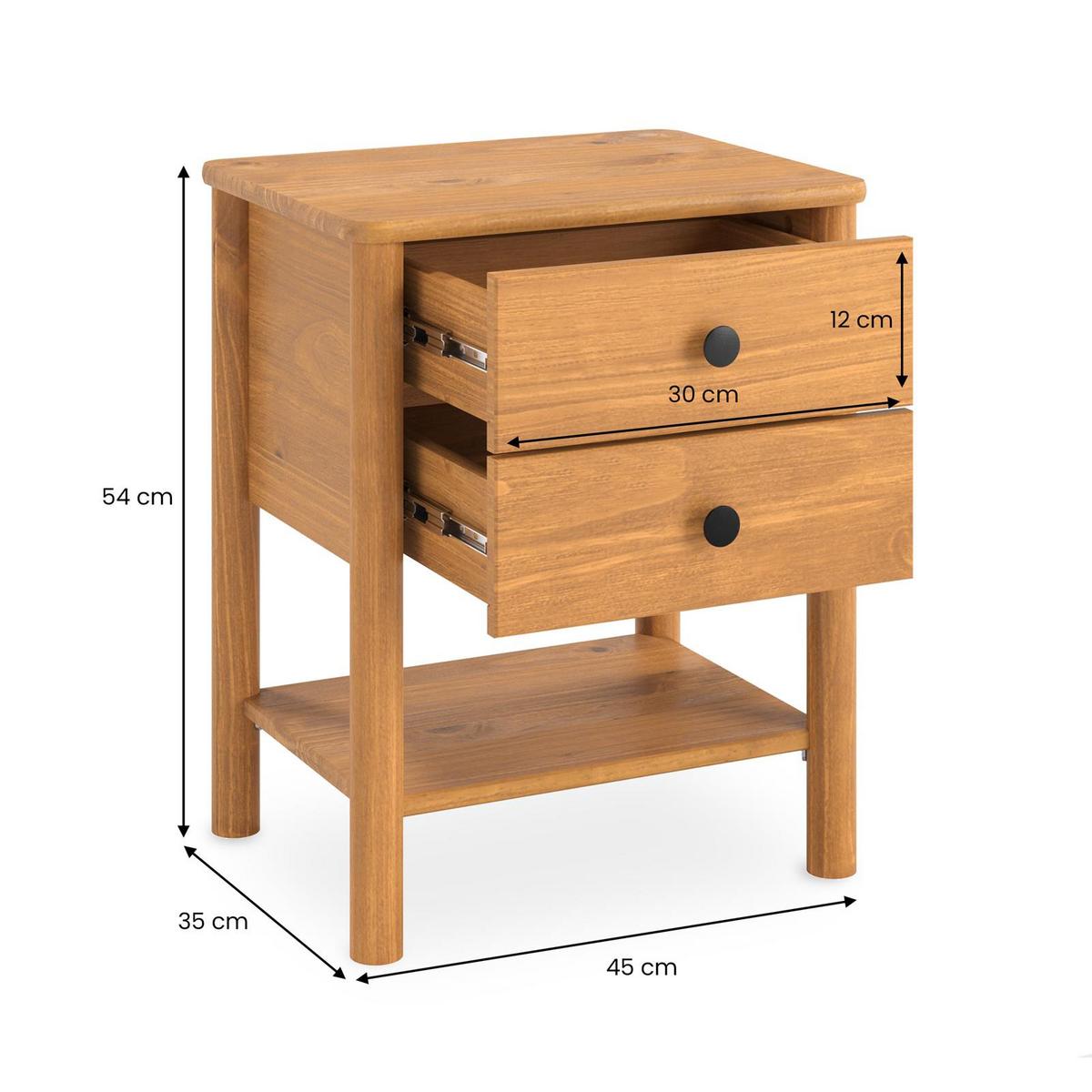 NACHTTISCH APOANA Eiche - Eichefarben, Holz (45/53/35cm) - IDIMEX