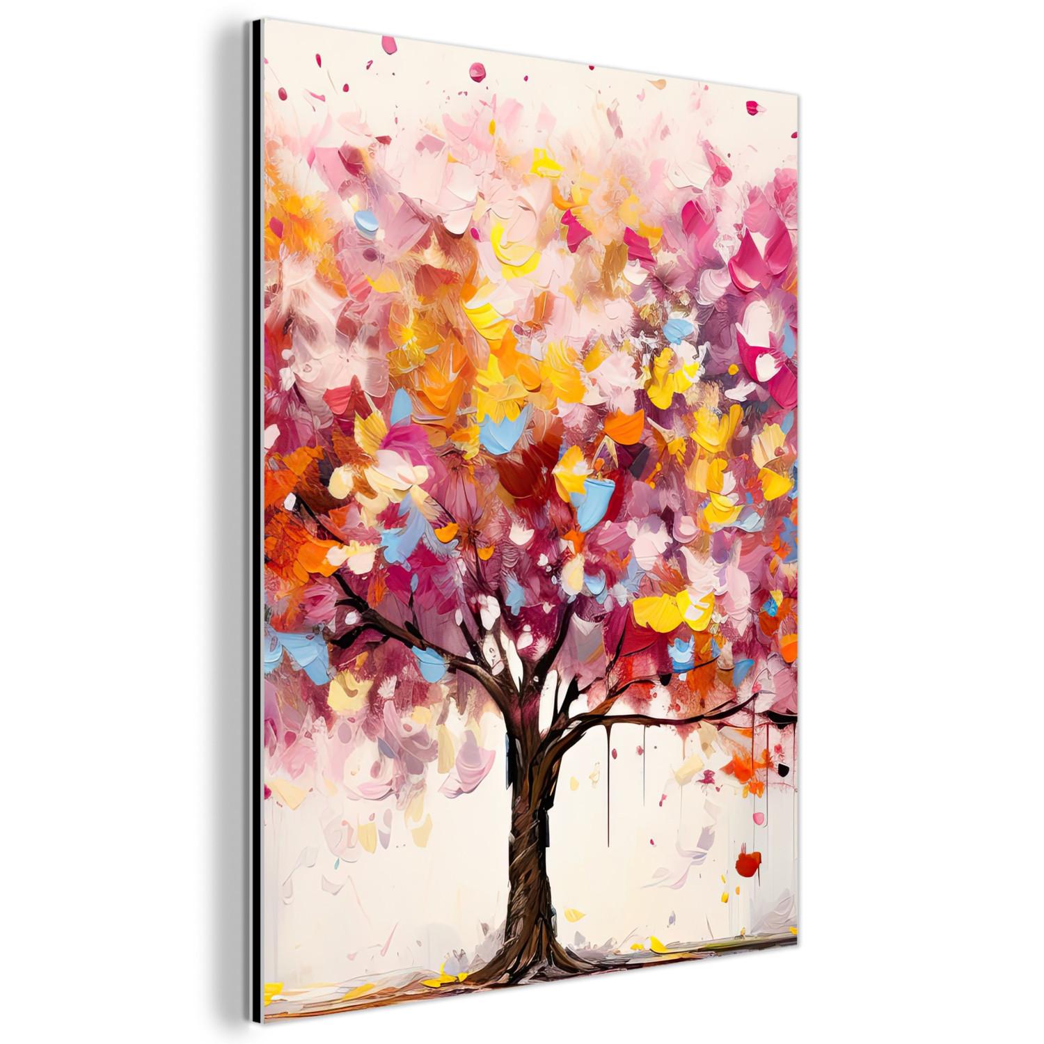 METALLBILD Aquarell - Baum - Kunst - Abstrakt 30x40 cm - Multicolor, Metall (30/40cm) - MuchoWow