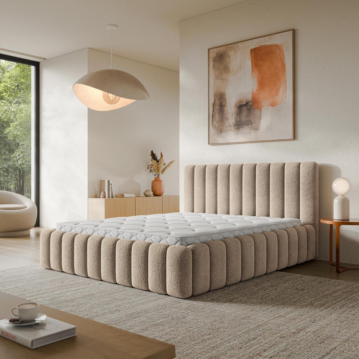 POLSTERBETT TEBA 200x200 cm mit Bettkästen - Beige - Beige, Holz (200/200cm) - MASSENO