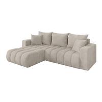 ECKSOFA mit Schlaffunktion Ottomane Links MILA-L-v1 277x195x86 Creme Cord - Ecru/Creme, Holzwerkstoff/Kunststoff (277/194cm) - ALTDECOR