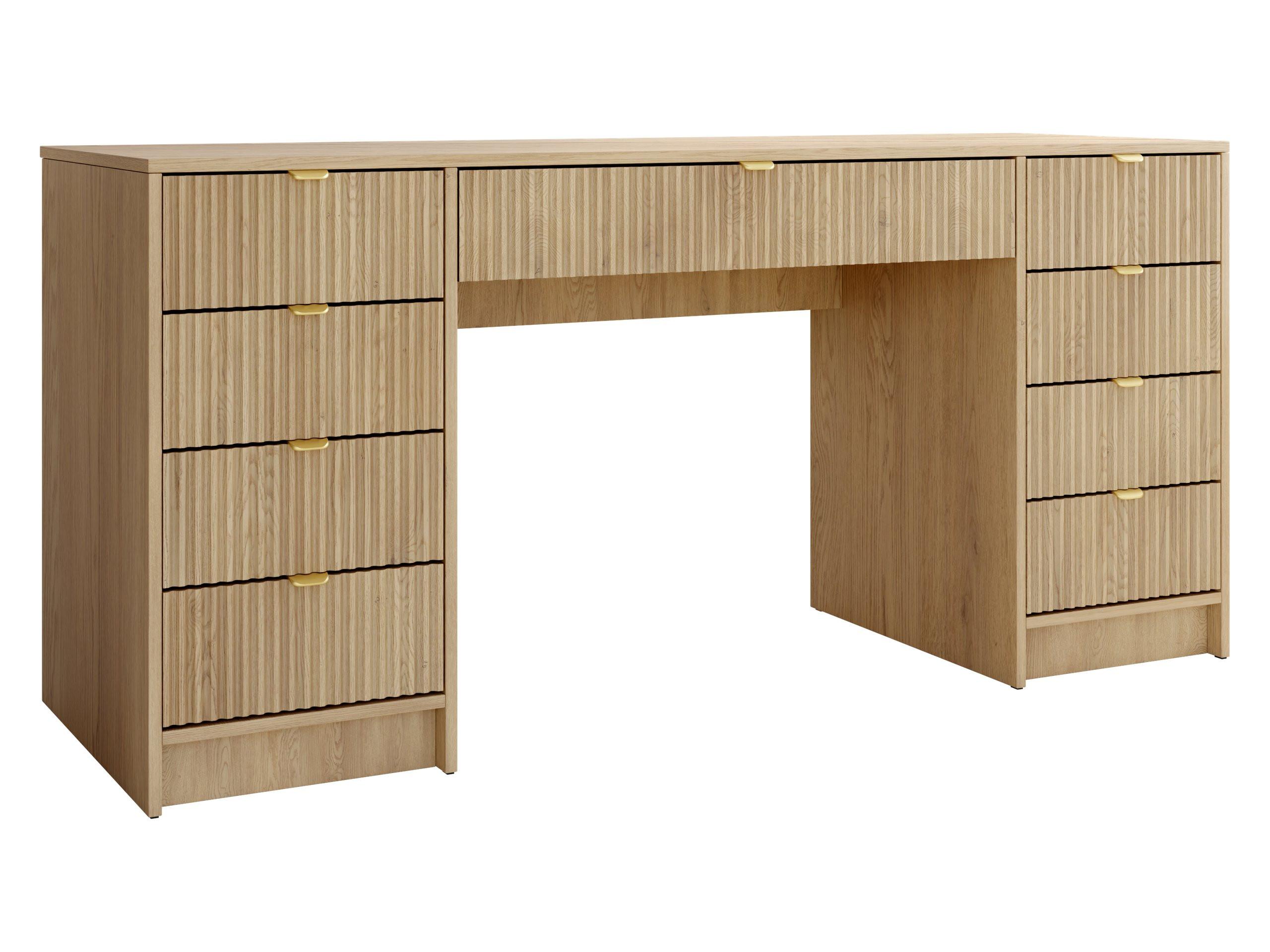 SCHREIBTISCH Tireno Bis - Goldfarben/Naturfarben, Holzwerkstoff/Metall (154/55/76cm) - MIRJAN24