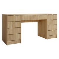 SCHREIBTISCH Tireno Bis - Goldfarben/Naturfarben, Holzwerkstoff/Metall (154/55/76cm) - MIRJAN24