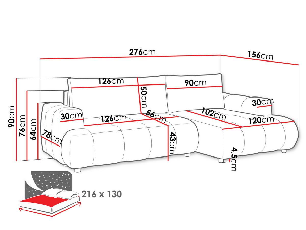 ECKSOFA Haiti, Seite: Links LC+2R - Schwarz/Mokka, Holz/Textil (276/156cm) - MIRJAN24