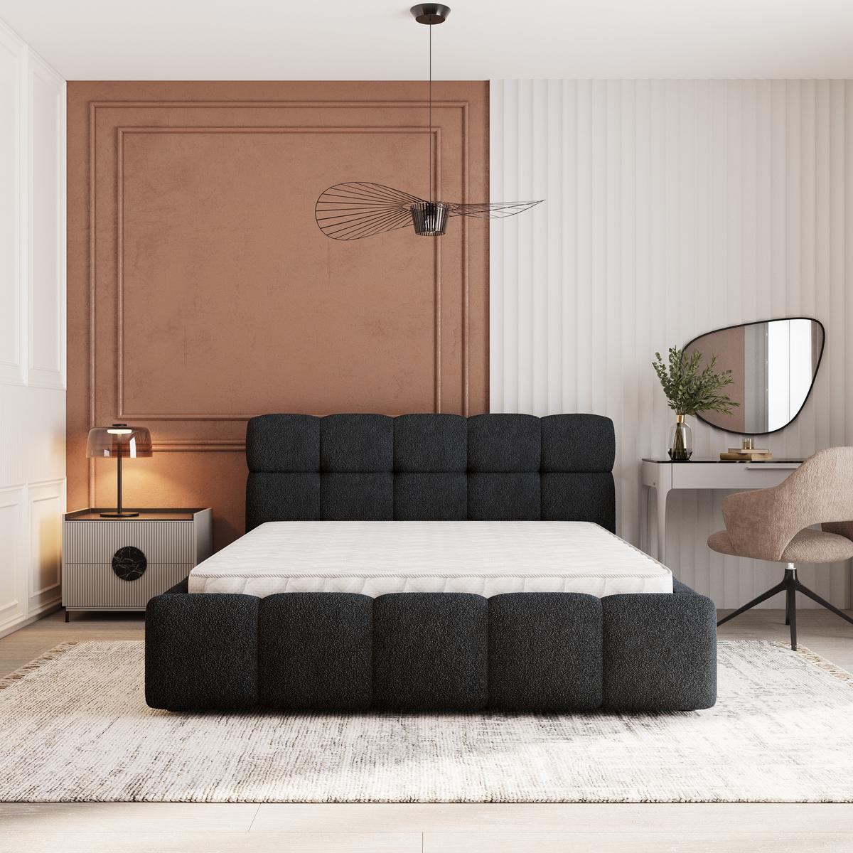 POLSTERBETT FARU Q 200x200 cm mit Bettkästen - Schwarz - Schwarz, Holz (200/200cm) - MASSENO