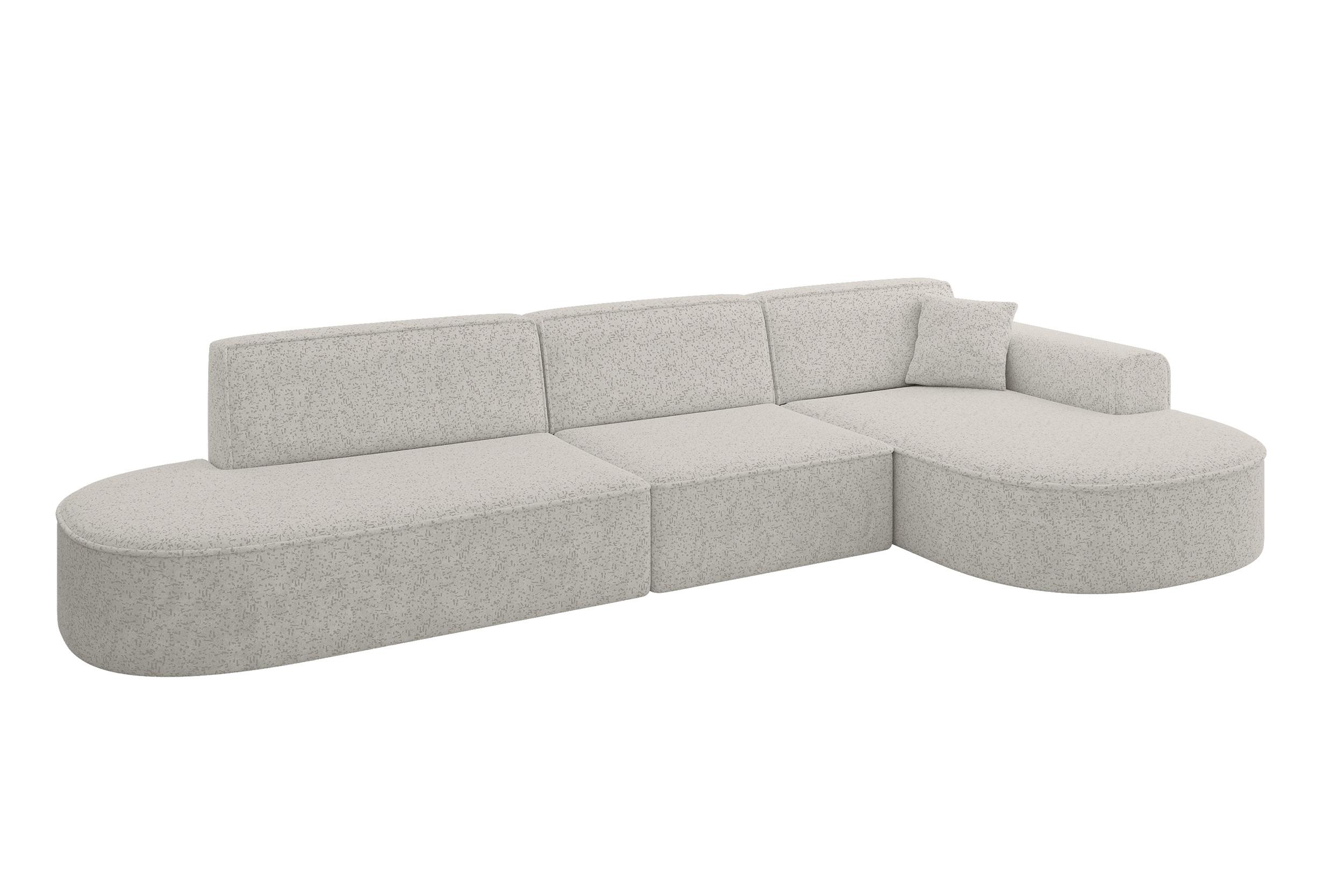 ECKSOFA Ottomane Rechts MARI-L2 - 328x171x79 cm Hellgrau Tissu - Hellgrau/Schwarz, Holzwerkstoff/Kunststoff (171/328cm) - ALTDECOR