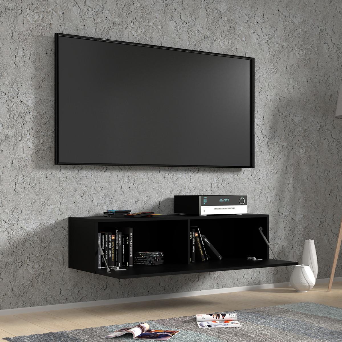 TV-MÖBEL Bali Mattschwarz - Schwarz, Holzwerkstoff (120/30/40cm) - Petits-meubles