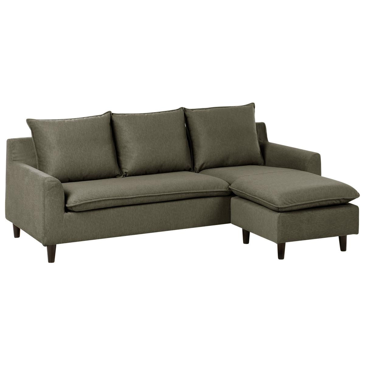ECKSOFA 3-Sitzer Samtstoff Dunkelgrün linksseitig Elvenes - Braun/Grün, Textil (206/140cm) - Beliani