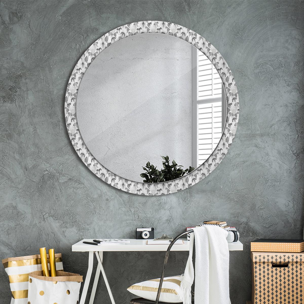 SPIEGEL Rund Ø 100 cm mit Aufdruck - Schwarz, Glas (100/100/0.4cm) - Wallfluent